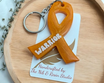 Awareness Ribbon Keychain – Orange Resin Warrior Support Keychain