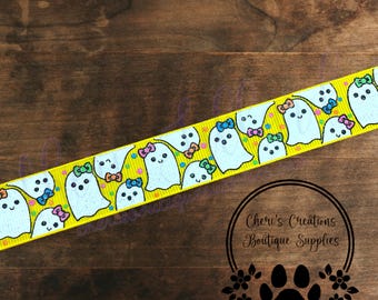 Floating Ghosts 7/8" Grosgrain Ribbon By the Yard