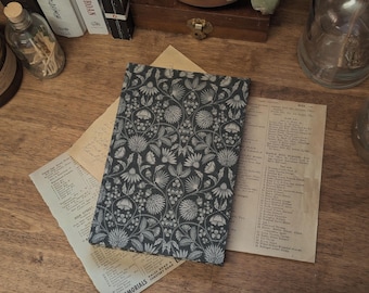Gray Floral Hardcover Hand-Made Journal | Cottagecore | Custom Flower Themed Notebook for Writing