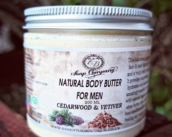 Whipped Body Butter For Men Vetiver & Cedarwood 200ml Handmade All Natural