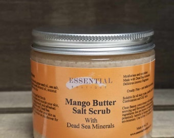 Essential Boutique Mango Butter Salt Scrub With Dead Sea Minerals UK Made 200ml