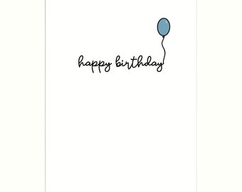 Happy Birthday Balloon Card | Blue Birthday Card