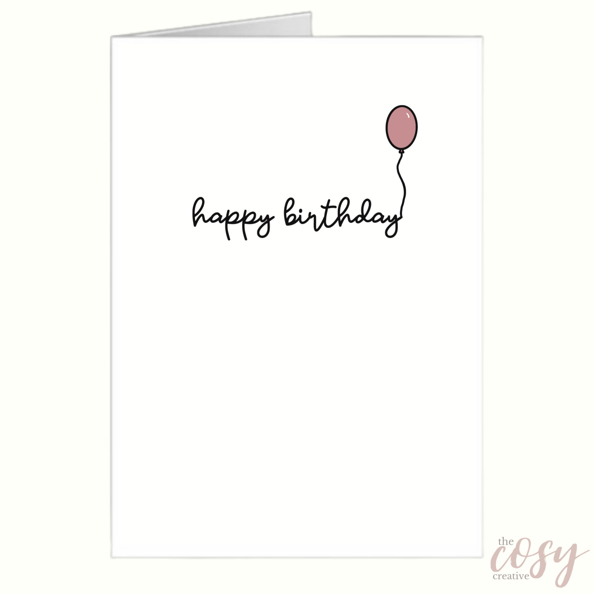 Happy Birthday Balloon Card Minimalist Birthday Card Pink | Etsy