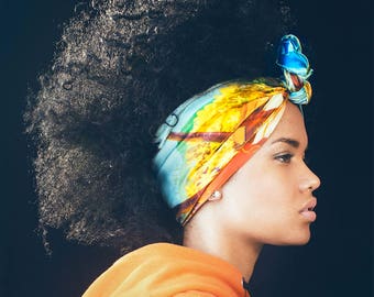 MOTHER DAY GIFT idea African Silk Head Wrap Headband Bandana Silk Foulard Turban Colorful Print Fabric Tropical Summer Fashion Headscarf