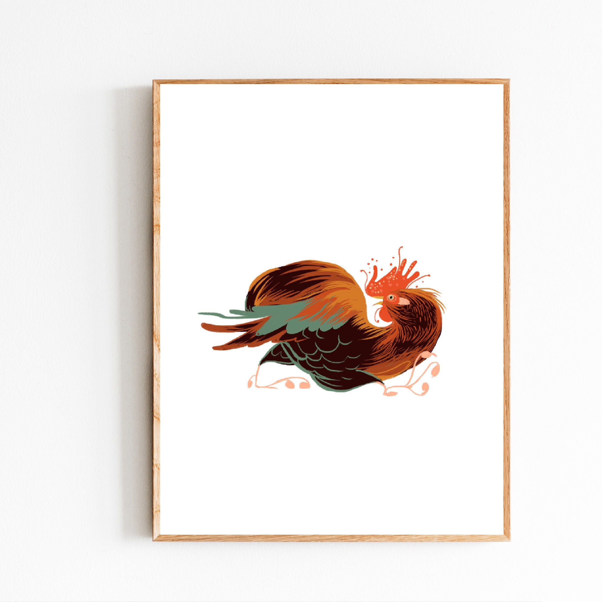 Colorful Rooster. Kitchen Wall Decor. Chicken Art. Chicken | Etsy