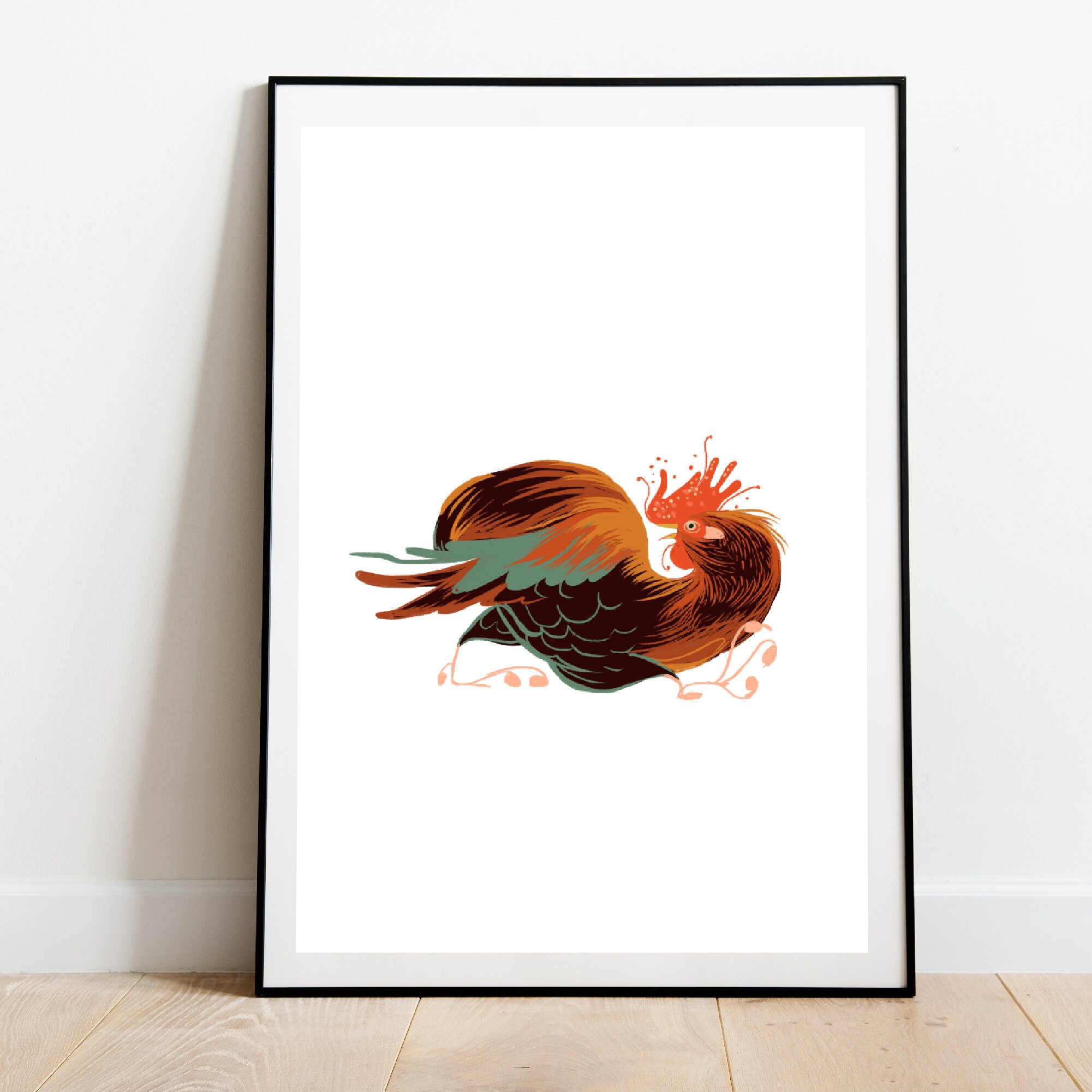 Colorful Rooster. Kitchen Wall Decor. Chicken Art. Chicken Lover Gift