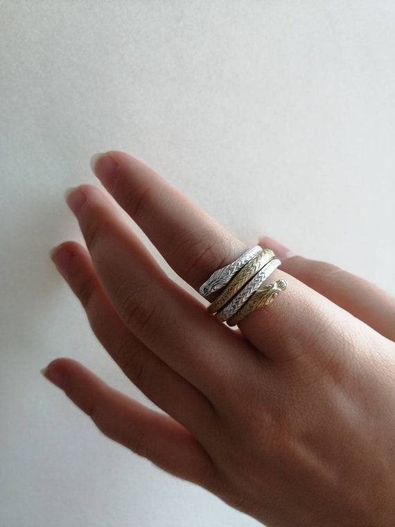 Uroboro Anello Serpenti Sacri Anelli Sterling Silver E Bronzo Giallo Unisex Anelli Spedizione Gratuita Etsy