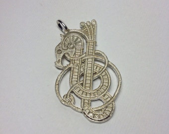 Níðhöggr  dragon Vikings Celtic amulet sterling silver medal pendant
