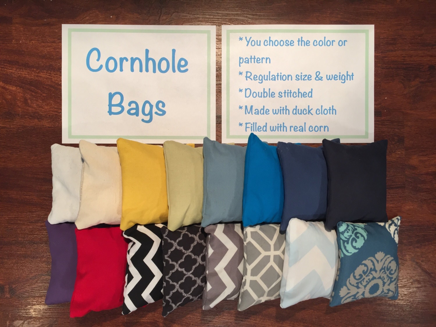 CORNHOLE BEAN BAGS Chevron Orange & Red 8 ACA Regulation Corn Toss Bags