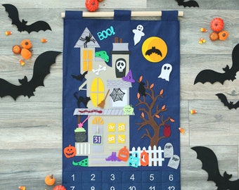 Halloween Countdown Calendar, Haunted House Panel, Halloween Decor, Halloween Family Fun, Haunted House Calendar, Halloween Banner, Spooky