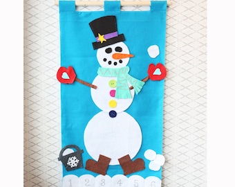 Build-a-Snowman DIY Advent Pattern, Advent Digital download, Snowman countdown, sewing pattern, no-sew pattern, beginner pattern, easy