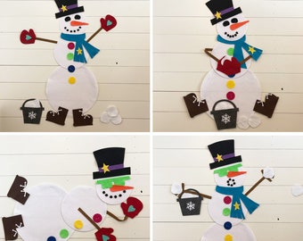 Felt Snowman Play Set! Wall snowman, snowman for kids, build a snowman kit, snowman kit, for PreK, for Kindergarten, for School or Classroom