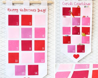 Valentine Advent Countdown Calendar, Valentine Calendar for School or Home, Countdown to Valentine's Day with the Kids!  Personalize it!