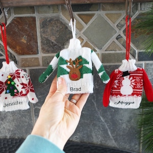 Ugly Sweater Ornaments Tiny Ugly Sweater Party Favors Ornament Personalized Christmas Small Sweater Ornaments