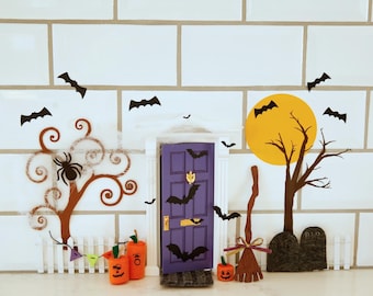 Halloween Fairy Door Accessories Fairy Garden Miniature Halloween Decorations Tiny Bats Mini Pumpkins Fairies Gift Garden Tiny Witch Broom