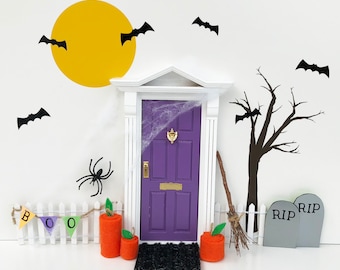 Halloween Fairy Door Accessories, Halloween Decor Fairy Accessories, Mini Door Halloween Decor, Tiny Bats, Tiny Pumpkins for Fairy Door, Elf