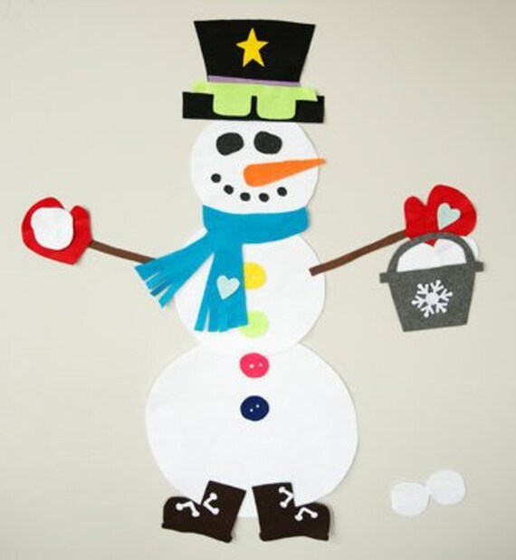 Felt Snowman Play Set Wall Snowman, Snowman for Kids, Build a Snowman Kit,  Snowman Kit, for Prek, for Kindergarten, for School or Classroom 