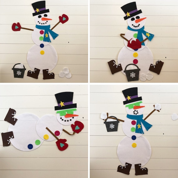 Felt Snowman Play Set Wall Snowman, Snowman for Kids, Build a Snowman Kit,  Snowman Kit, for Prek, for Kindergarten, for School or Classroom 