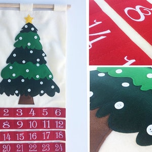 Christmas Tree Countdown Calendar HolidayTree Advent Festive Activity for Family and Kids Felt 24 day Xmas Calendar Personalizable Keepsake