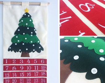 Christmas Tree Countdown Calendar, Christmas Tree Advent, Christmas Advent for Family and Kids, Felt Christmas Calendar, Personalizable!