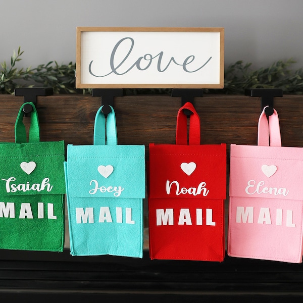 Felt Mailbox with Name Valentine Party Teacher Classroom Letter box Hanging Mail holder Holiday Mail organizer Pretend Play Mail Bag For Kid