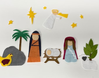 Felt Nativity Story Pieces, Felt Board Stories Sunday School Lesson, Manger Scene Sunday School Bulletin Board, Christmas Sunday School