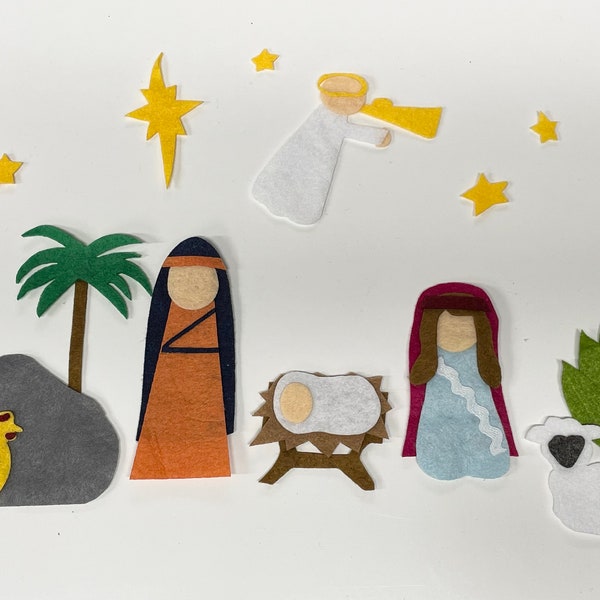 Felt Nativity Story Pieces, Felt Board Stories Sunday School Lesson, Manger Scene Sunday School Bulletin Board, Christmas Sunday School