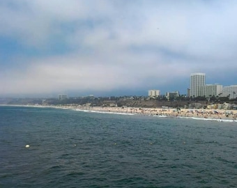 Santa Monica with Blue Skies, Poster, Printable, Digital Product