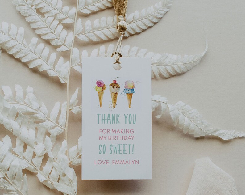 Ice Cream Favor Tags Ice Cream Birthday Party Tags Ice Cream Thank You Tags Ice Cream Party Gift Tags Ice Cream Decor