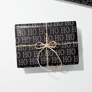 Christmas Wrapping Paper Black and White, Ho Ho Ho Gift Wrap, Modern Christmas Gift Wrap, Holiday Gift Wrap, Minimalist Wrapping Paper, A029