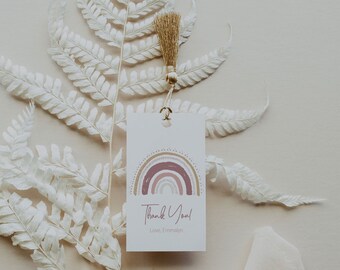 Boho Rainbow Favor Tags, Muted Rainbow Birthday Party Tags, Rainbow Thank You Tags, Boho Rainbow Gift Tags, Printable Rainbow Tags, A030
