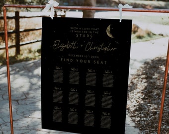 Starry Night Seating Chart, Galaxy Wedding Seating Plan, Celestial Wedding Seating, Galaxy Seating Chart Sign, DIY, Any Color, A037