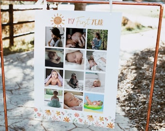 Sunshine First Year Photo Poster, Sunshine Party, You Are My Sunshine Birthday Decoration, Sunshine 1st Birthday Monthly Photos Board, A050