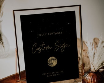 Night Sky Wedding Printable Sign, Celestial Wedding Custom Sign, Starry Night 8x10 Custom Sign Template, Any Color, EDIT ALL Text, A037