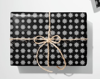 Snowflakes Christmas Wrapping Paper, Holiday Gift Wrap, Black and White Gift Wrap, Modern Christmas Gift Wrap, Minimal Wrapping Paper, A029