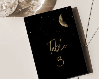 Wedding Table Number, Starry Night Wedding Table Numbers, Galaxy Wedding Table Number, Night Sky Wedding Table Number Sign, Any Color, A037