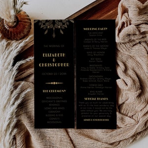 Art Deco Wedding Program Template, Editable Minimal Retro Order of Service, Catholic Ceremony, Gatsby Order of Events, Instant Download A042