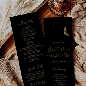Starry Night Wedding Program, Celestial Wedding Program Template, Galaxy Wedding Printable Program Night Sky Ceremony Program Any Color A037