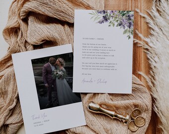 Wedding Thank You, Lavender Wedding, Thank You Photo Card, Printable Thank You Card, Purple Wedding, Printable Wedding Custom Thank You A039