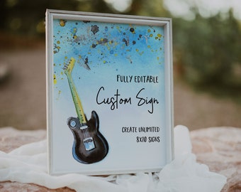 Rock and Roll Birthday Sign Bundle, Rock Star Party Customizable Signs, One Rocks Birthday Sign Template, EDIT ALL Text, Printable A018