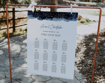 Celestial Wedding Seating Chart Template, Starry Night Guest Seating Plan, Galaxy Wedding Seating, Night Sky Wedding, Editable Template A037