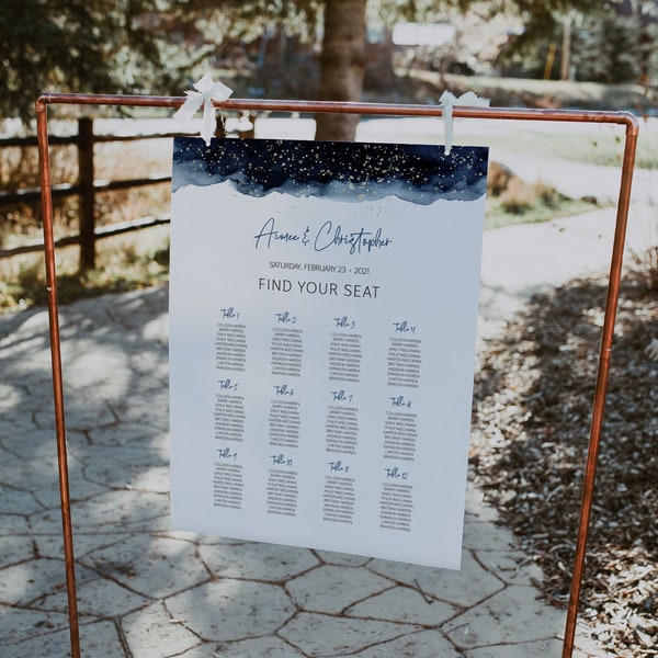Celestial Wedding Seating Chart Template, Starry Night Guest Seating Plan, Galaxy Wedding Seating, Night Sky Wedding, Editable Template A037