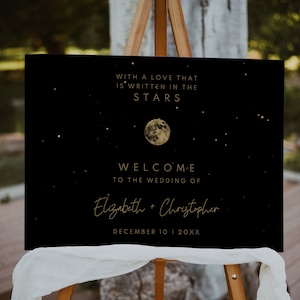 Starry Night Welcome Sign, Celestial Wedding Welcome Sign Template, Galaxy Welcome Sign, Written In The Stars, Any Color, Printable, A037