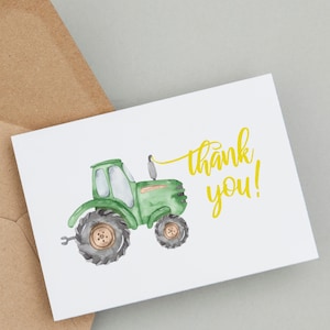 Green Tractor Thank You Card, John Deere Folded Thank You Card, Tractor Birthday Thank You Card, Farm Tractor, Printable Thank You Card A035