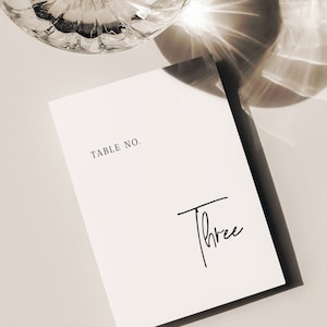 Wedding Table Number, Minimalist Wedding Table Numbers, Modern Wedding, Simple Wedding Table Decor, Table Number Card, Reception Decor, A001
