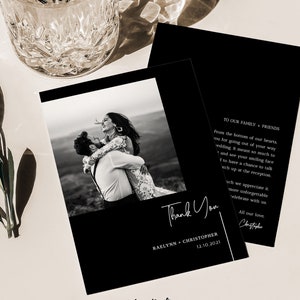 Wedding Photo Thank You Card, Thank You Card Template, Minimalist Thank You, Printable Thank You, Minimalist Thank You Editable Digital A001