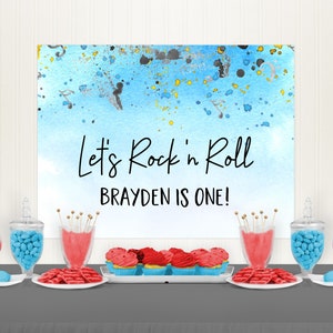 Rock and Roll Backdrop, Rock and Roll Geburtstag Hintergrund, Rock n Roll Geburtstag Dekor, Rock Star Party, Rock and Roll Banner, printable A018