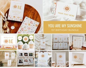 Pacchetto 1° compleanno Sunshine, Pacchetto compleanno You Are My Sunshine, Festa del primo compleanno Sunshine, Decorazioni per feste Sunshine, Little Sunshine A050