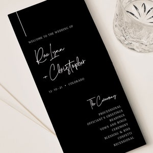 Black and White Wedding Program, Modern Wedding Ceremony Program ...