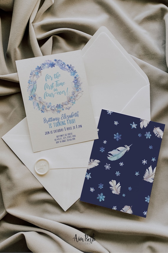 Frozen Birthday Party Invitation, Frozen Birthday Invitation Instant Download, Frozen 4th Birthday Invitation, Frozen Invite Template, A013